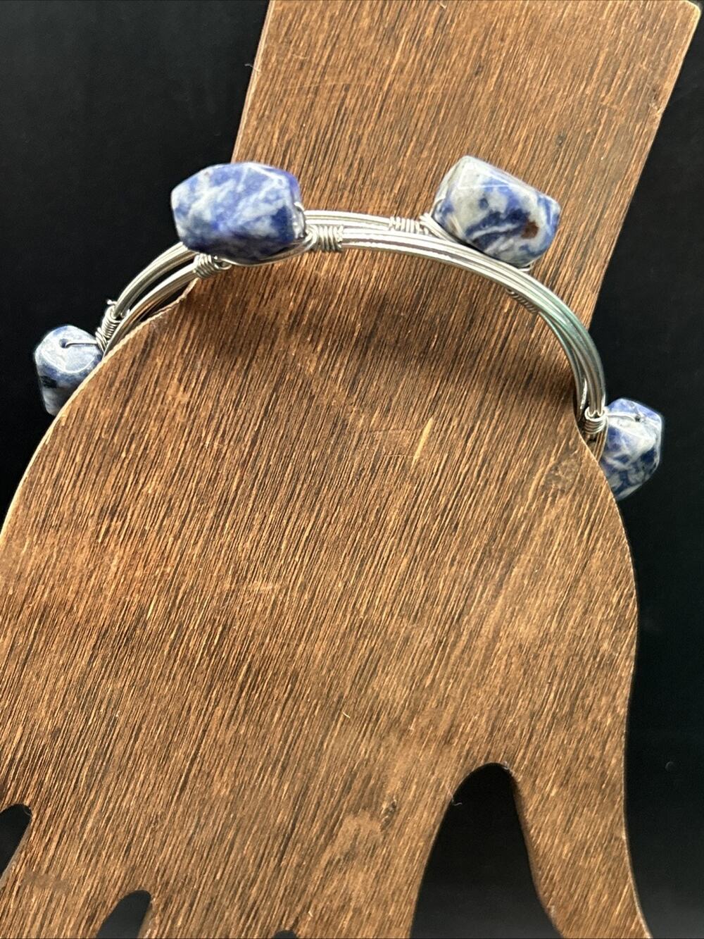 2 Natural Sodalite Nugget Bracelets Blue Gemstone Bracelet Size 8.25